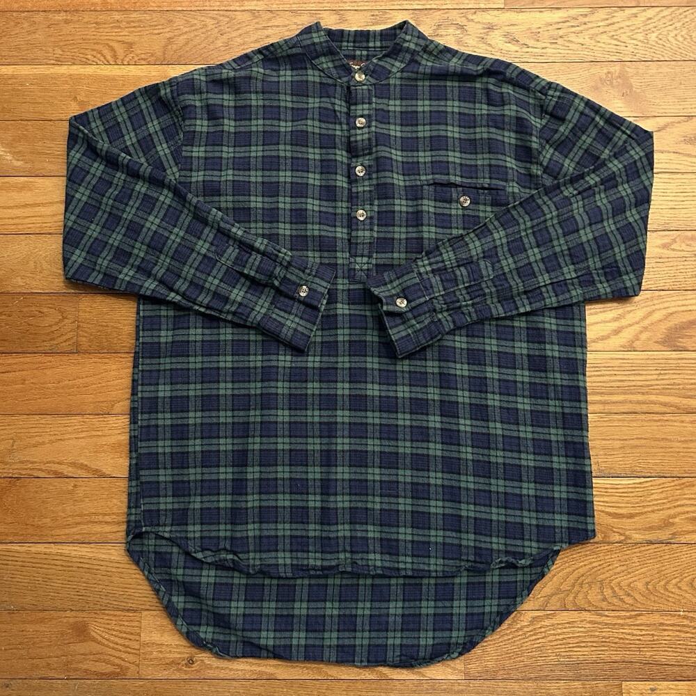 Lee Valley Ireland Vintage Collection Plaid Popover Flannel Button Up Shirt L